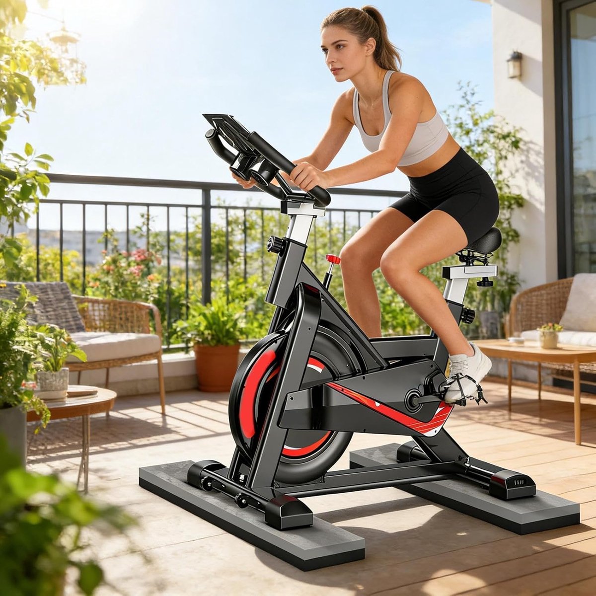 Fietsmat Trainingsmat - Vloerbeschermer Fitness - Stabiel Trainen - Geluidsdempend Antislip - 2 Stuks - Zwart Grijs