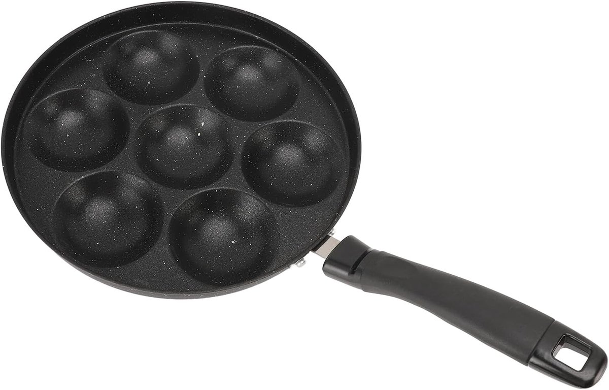 Pannenkoekenpan met 7 Gaten - Omelet Pan - Ontbijt Maken - Anti-aanbaklaag - 26cm Diameter - Zwart