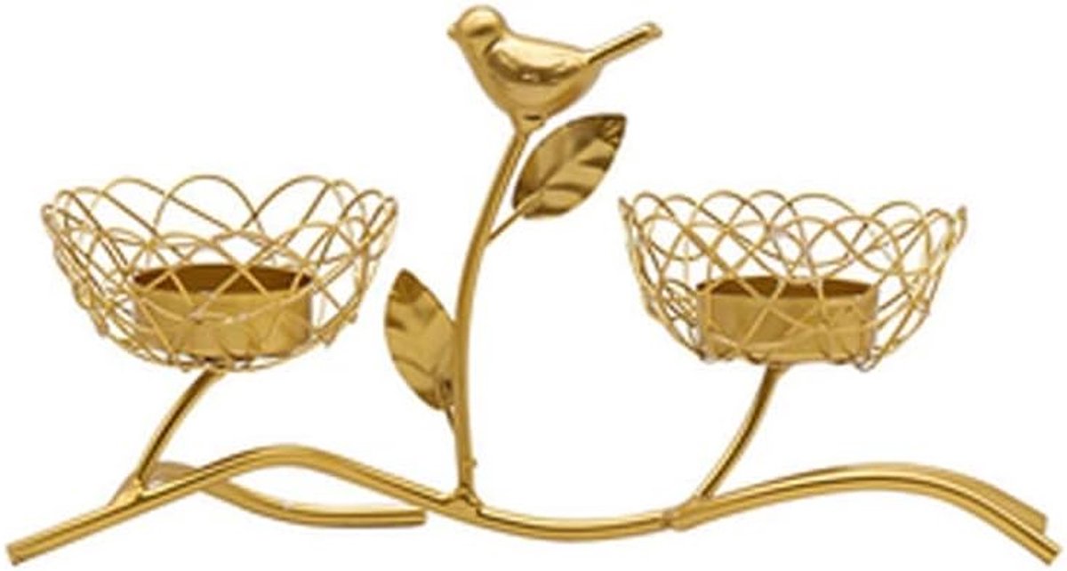 Kandelaar Vogel - Kaarsenhouder Decoratie - Sfeervol Diner - Creatief Design - Maat C - Zwart