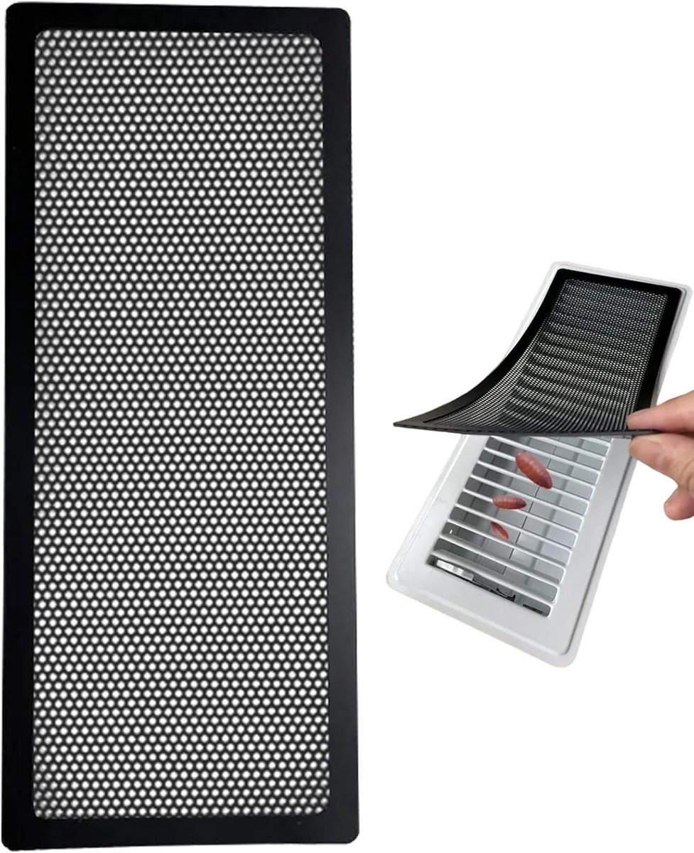 Ventilatierooster Afdekking - Vloer Roosters - Luchtcirculatie Verbeteren - Stof- en Vuilwerend - 10.2 x 25.5 cm - Zwart