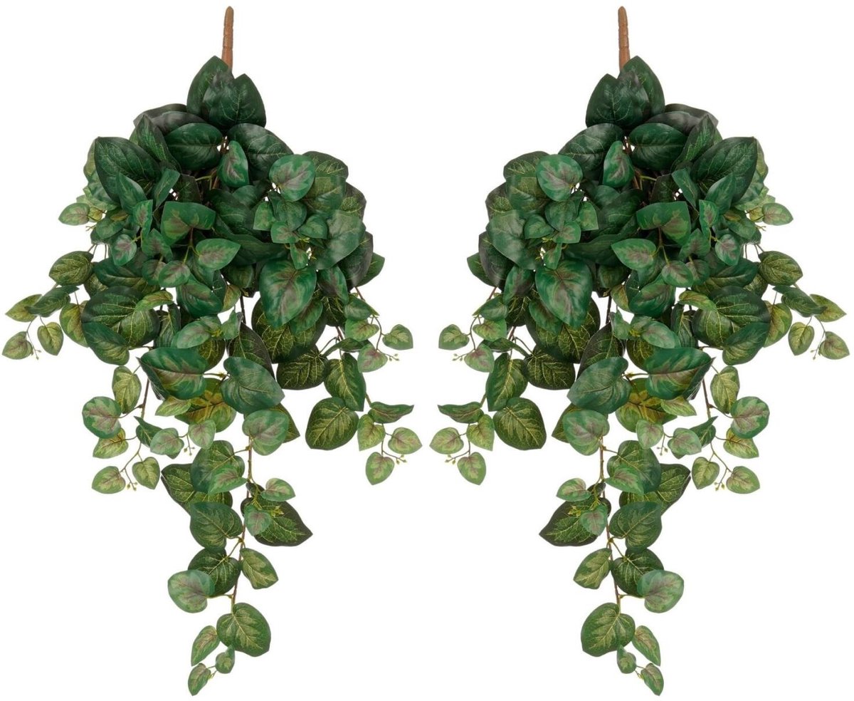 Mica Decorations Hedera klimop kunstplant - 2x - donkergroen - hangplant - L25 x B25 x H80 cm - Kunstplanten/nepplanten
