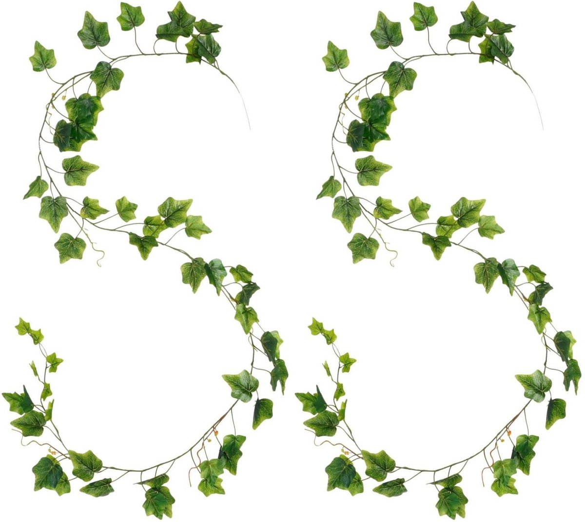 Mica Decorations Kunstplanten Hedera Slinger - 2x - 160 x 10 cm - groen - kunststof - decoratie - bladgroen