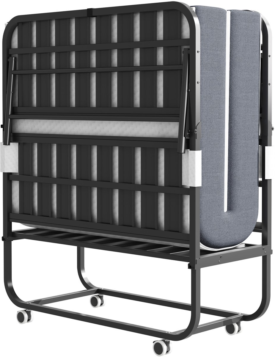 Homcom Opvouwbaar – Logeerbed – 190x97 cm – extra lang, 204 kg, geheugenschuim-Draagbaar zwart
