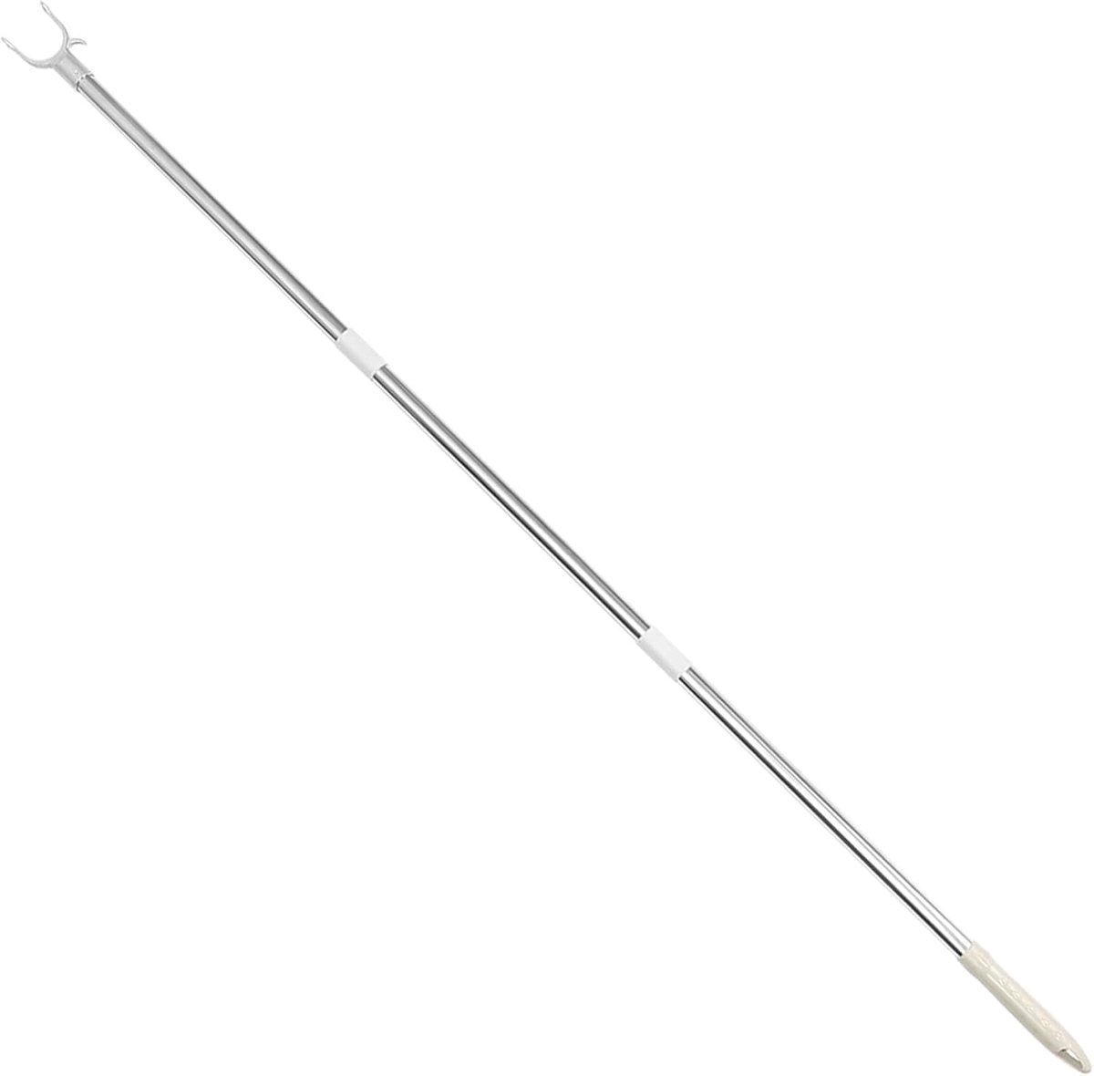Waslijnpaal Telescopisch - Kaststok Kledinghanger - Hoge Plaatsen Bereiken - Met Handige Haak - 130 cm - Zilver