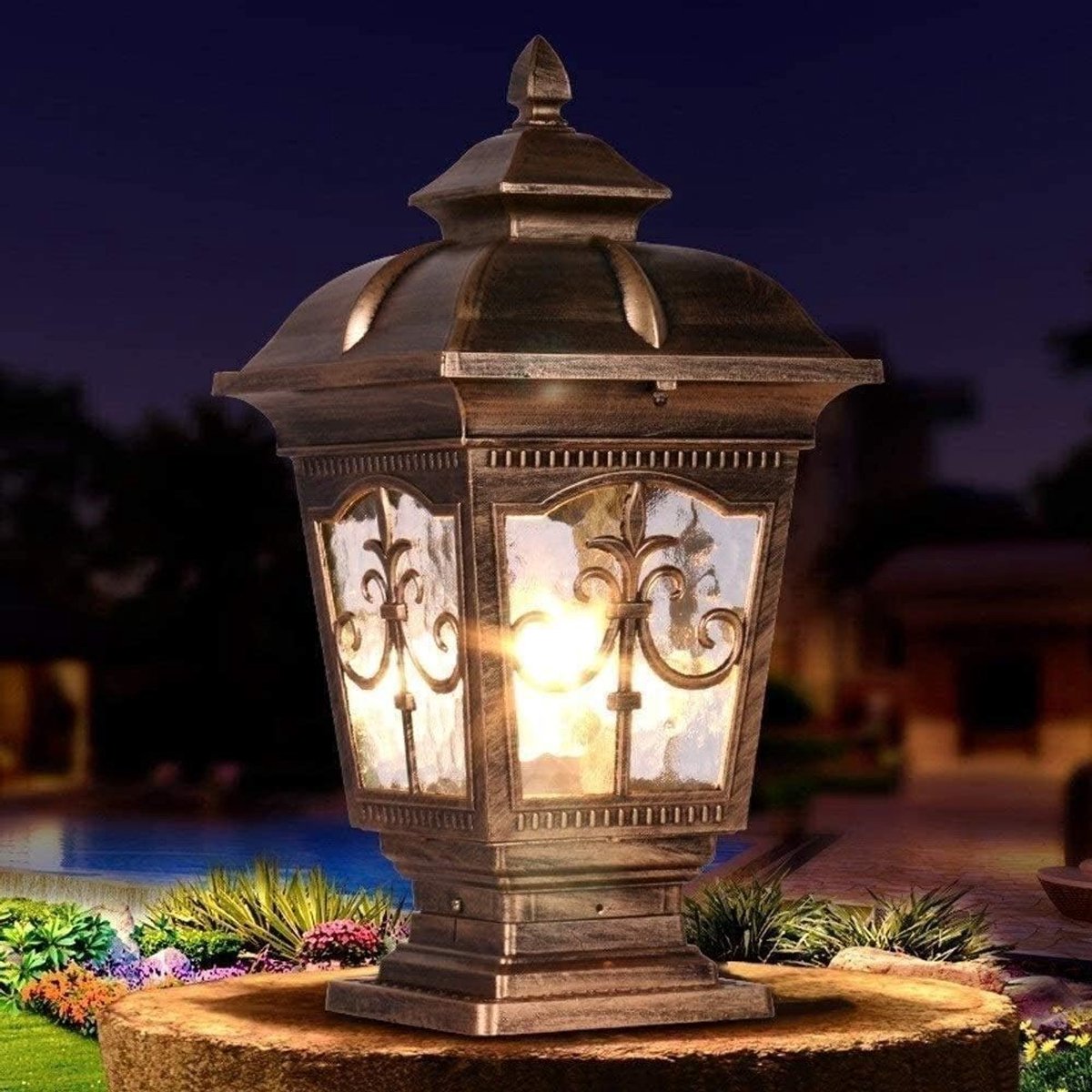 Gazonlamp Buiten - Tuinverlichting Kolom - Landschap Verlichten - Waterdicht Ontwerp - E27 Fitting - Glas