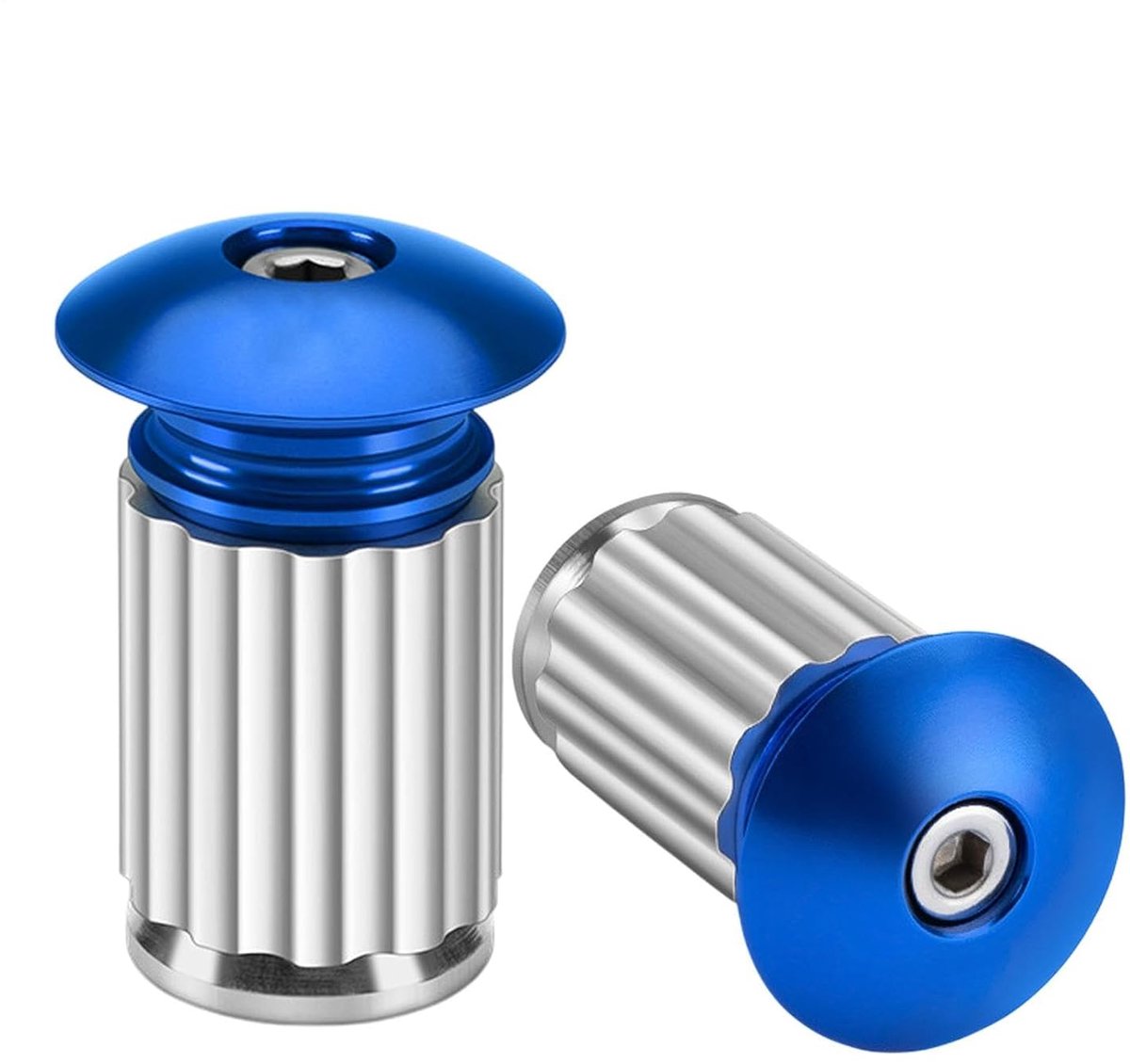 Fietsstuureinddoppen - Stuuruiteinden Fiets - Fietscomfort Verbeteren - Aluminium Constructie - 8 x 4 x 2.4 cm - Blauw