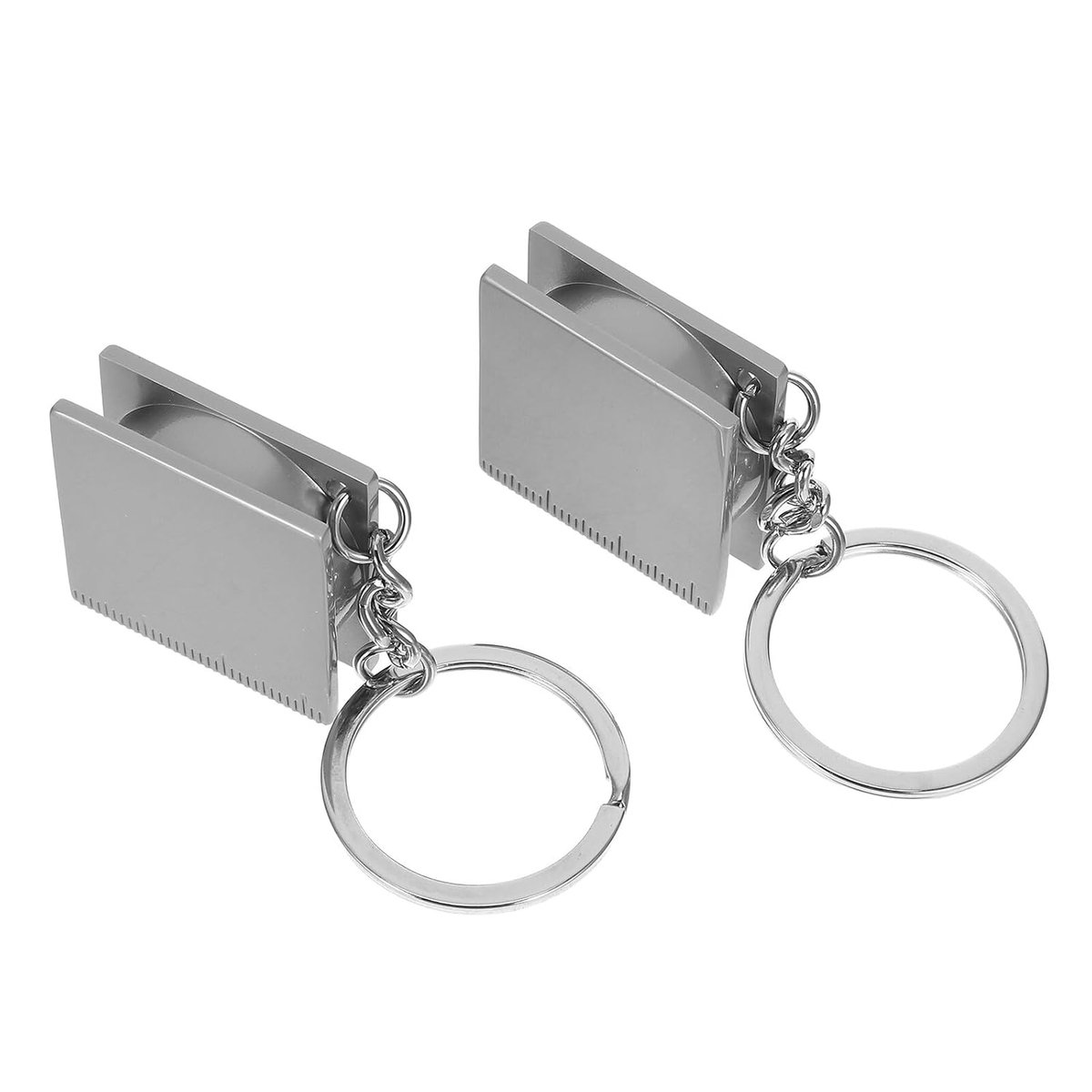 Mini Meetlint Sleutelhanger - Kleine Liniaal Draagbaar - Snelle Metingen - Dubbele Schaalverdeling - 1.5m en 1m - Zilver