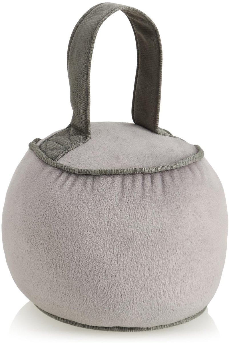 SnelShoppen - Deurstopper met Handgreep - Extra Zwaar 1,8 kg - Versterkte Naden - Ronde Zachte Stopper voor Ramen en Deuren - Taupe - Perfect voor Thu