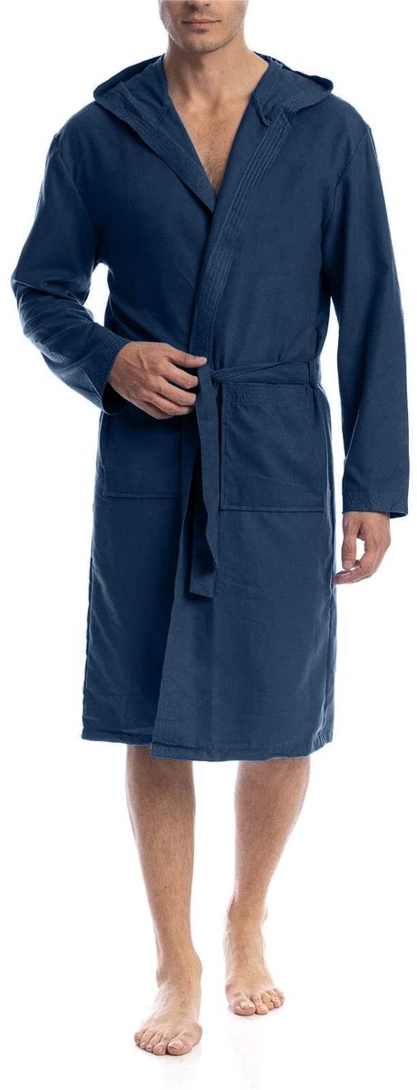 SnelShoppen - Badjas voor Dames en Heren van Microvezel, Ruimtebesparend, Uniseks, XXL, Licht Blauw, met Zakken en Riem, Ideaal voor Reizen, Zwembad e