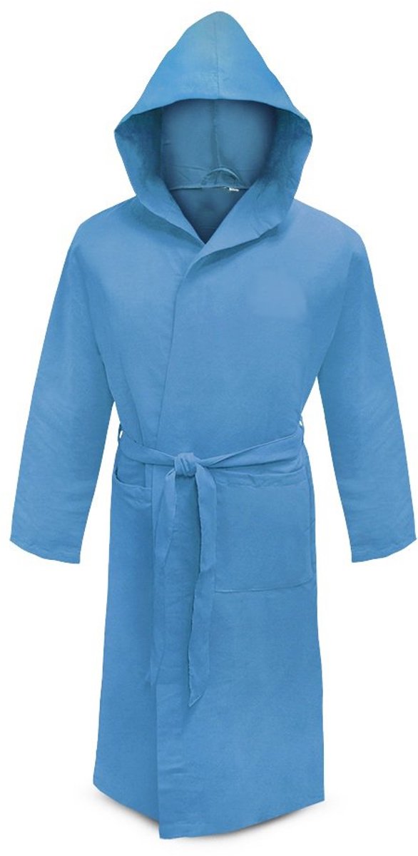 SnelShoppen - Unisex Microvezel Badjas XXL Lichtblauw met Capuchon en Zak - Ideaal voor Thuis, Sauna, Camping en Bad
