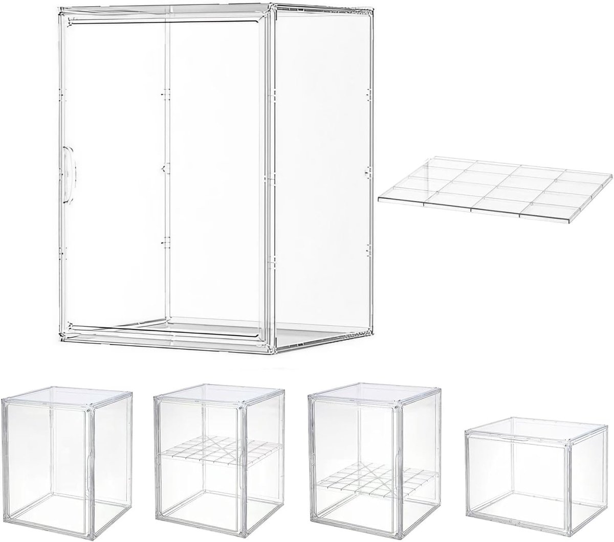 SnelShoppen - Showbox Display Case - Acryl Vitrine - Glazen Displaykast - Kleine Vitrine met Deur voor Actiefiguren, Speelgoed, Minifiguren, Verzamelo