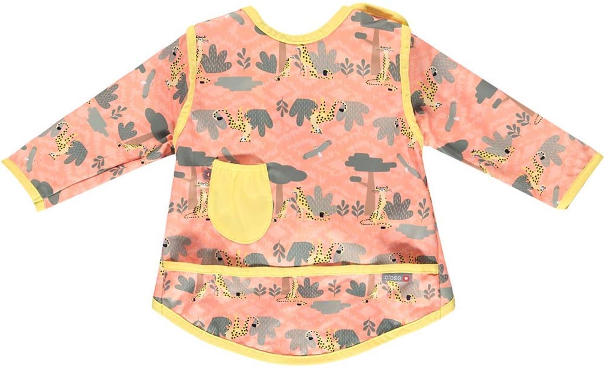 SnelShoppen - Close Cheetah Slabbetje Maat 4 - Waterdicht, Schattig, Verstelbaar, Voor Kinderen, Geschikt Voor Eten, Knutselen, Feestjes, Kleur: Geel