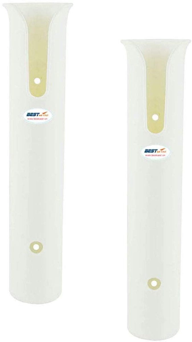 SnelShoppen - 2 Stuks Wandgemonteerde Vishengel Houders - Stevige Buizen Houder voor Vissen Stangen - Wit met Schroeven - Ideaal voor Tuin en Camping
