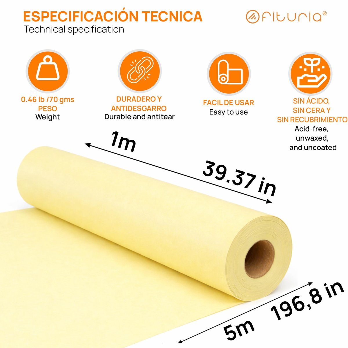 SnelShoppen - Kraftpapier Rol 1x5m Pastelgeel - 3 Rollen Verpakkingspapier, Cadeaupapier, Knutselpapier, Naaipatroon, Robuust en Makkelijk te Snijden