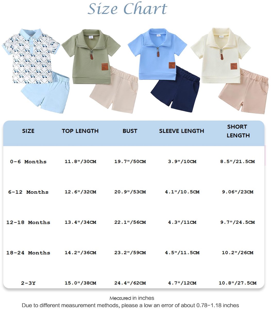 SnelShoppen - 2-delig Peuteroutfit voor Babyjongens, Korte Mouwen T-shirt met Omslagkraag, Eenkleurig en Bedrukt, Trainingspak voor Zomer en Lente, Ma