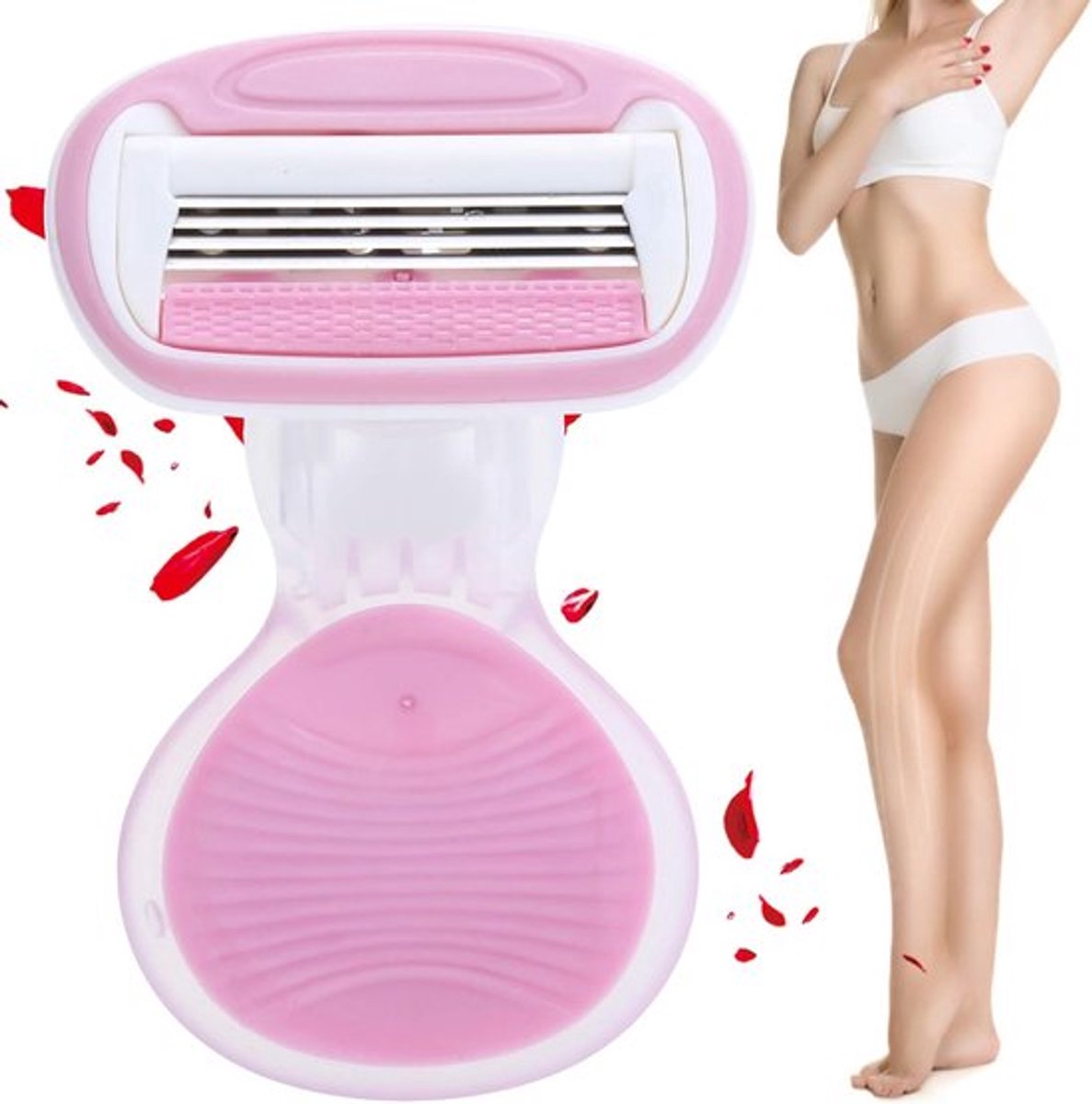 SnelShoppen - Vrouwelijke 4 Bladen Reis Scheermes met Flexball, Compacte Handmatige Lichaamshaar Scheerapparaat, Epilator voor Vrouwen, Inclusief Reis