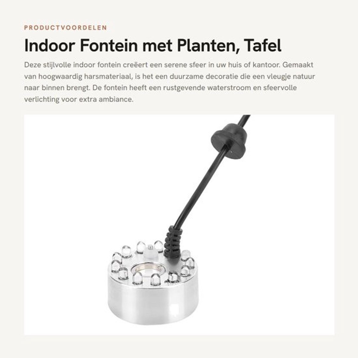 Fontein met Planten - Tafel Waterval met Verlichting - Hars Decoratie - Luchtbevochtiger v