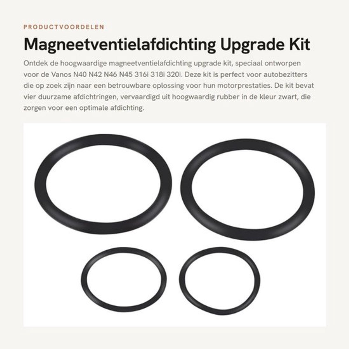 Magneetventielafdichting upgrade kit - Afdichtringen - Rubber - Waterdicht - Voor Vanos N40/N42/N46/N45 - 4 stuks - Afdichtring