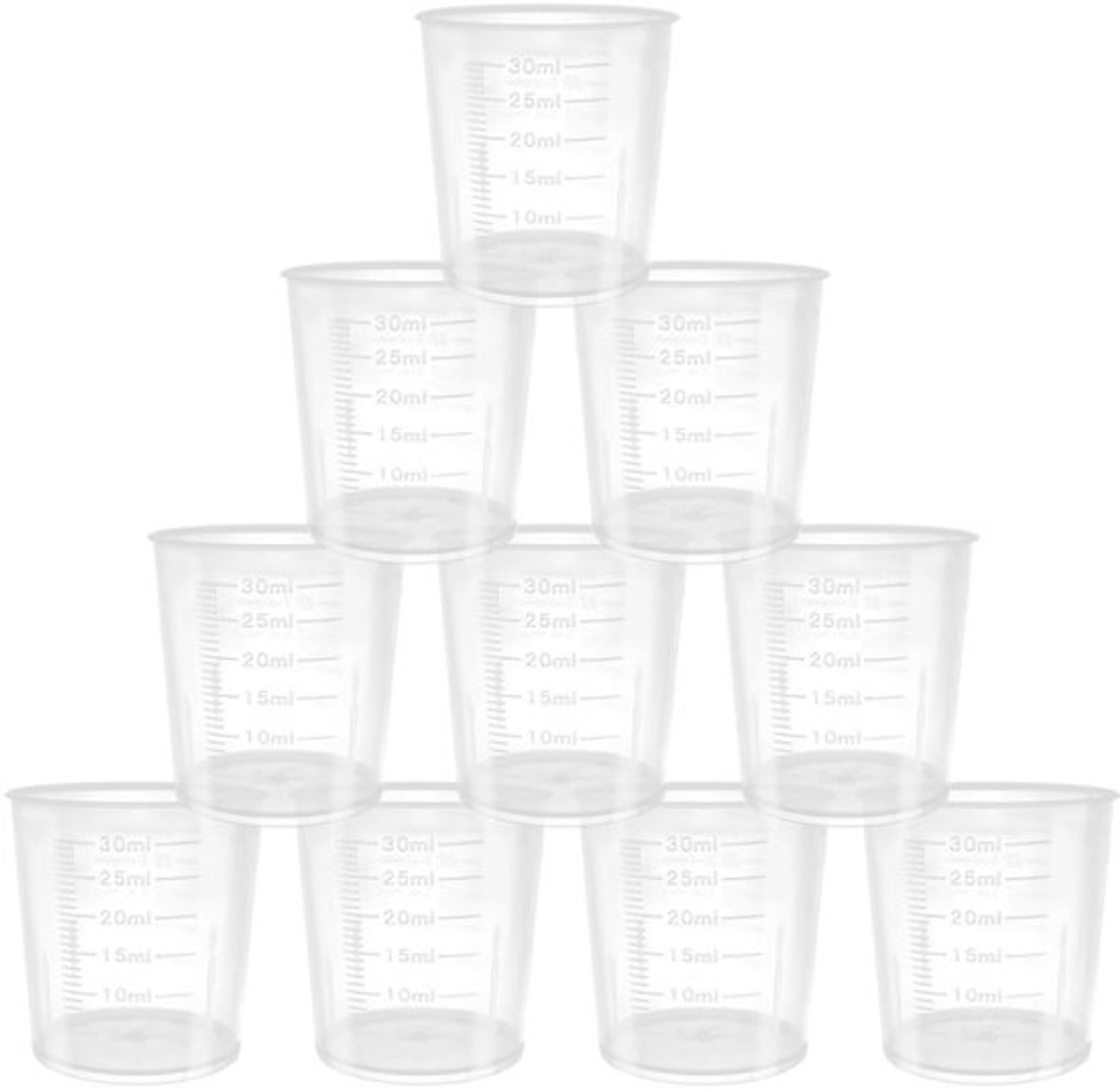 Maatbekers 30ml - Transparant - Set van 10 - Herbruikbaar - Keuken - Handgemaakt - Maatcontainer