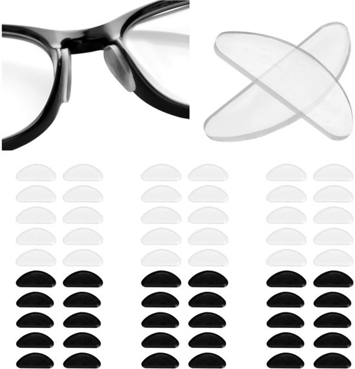 Neuspads Siliconen - Zelfklevend - Antislip - D-vormig - Zacht - Ademend en huidvriendelijk - Brillenpads