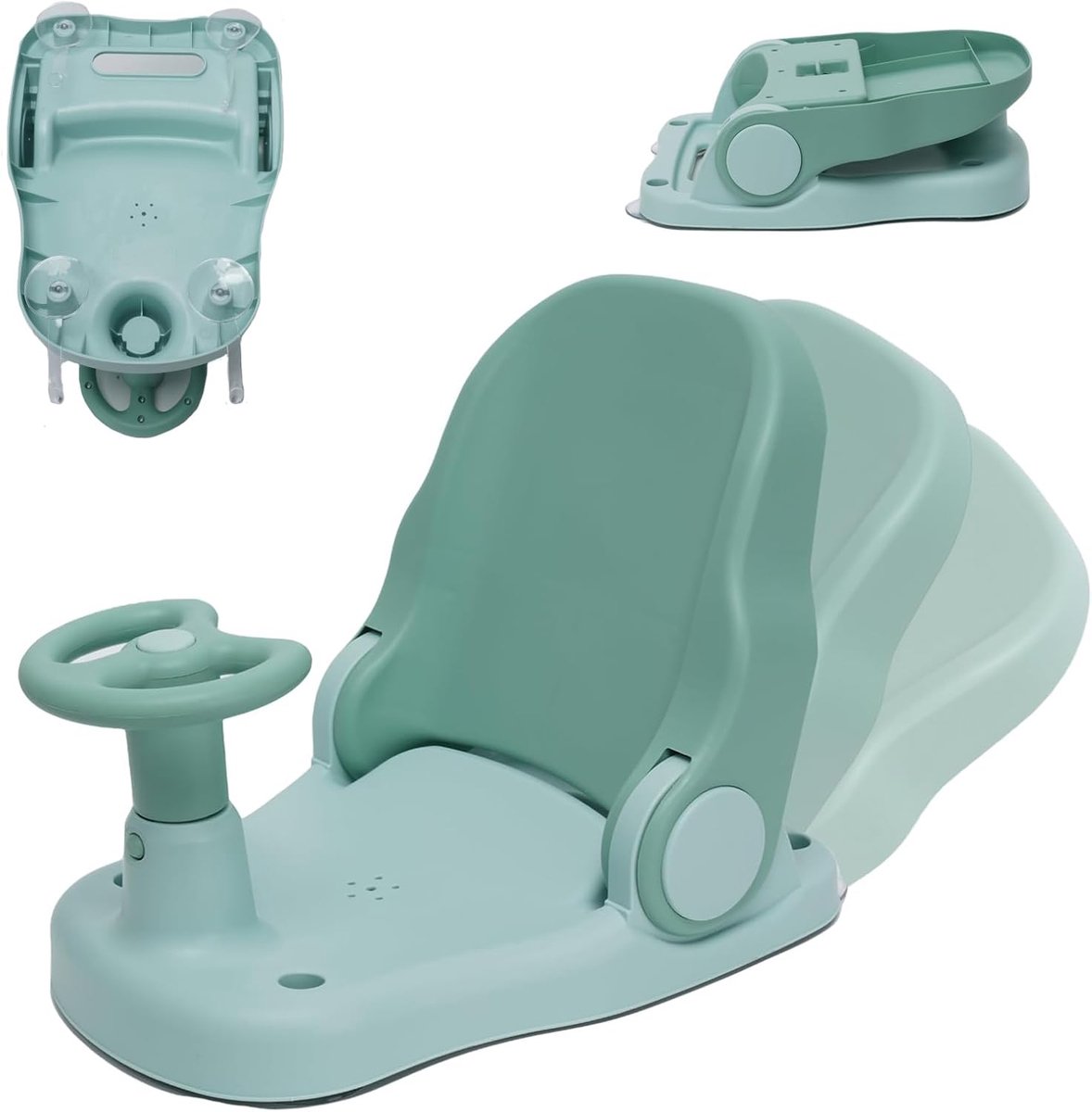 SnelShoppen - Badzitje voor Kinderen met Verstelbare Rugleuning en 4 Zuignappen - Antislip, Opvouwbaar, Ergonomische Douchestoel voor Kinderen van 6 t