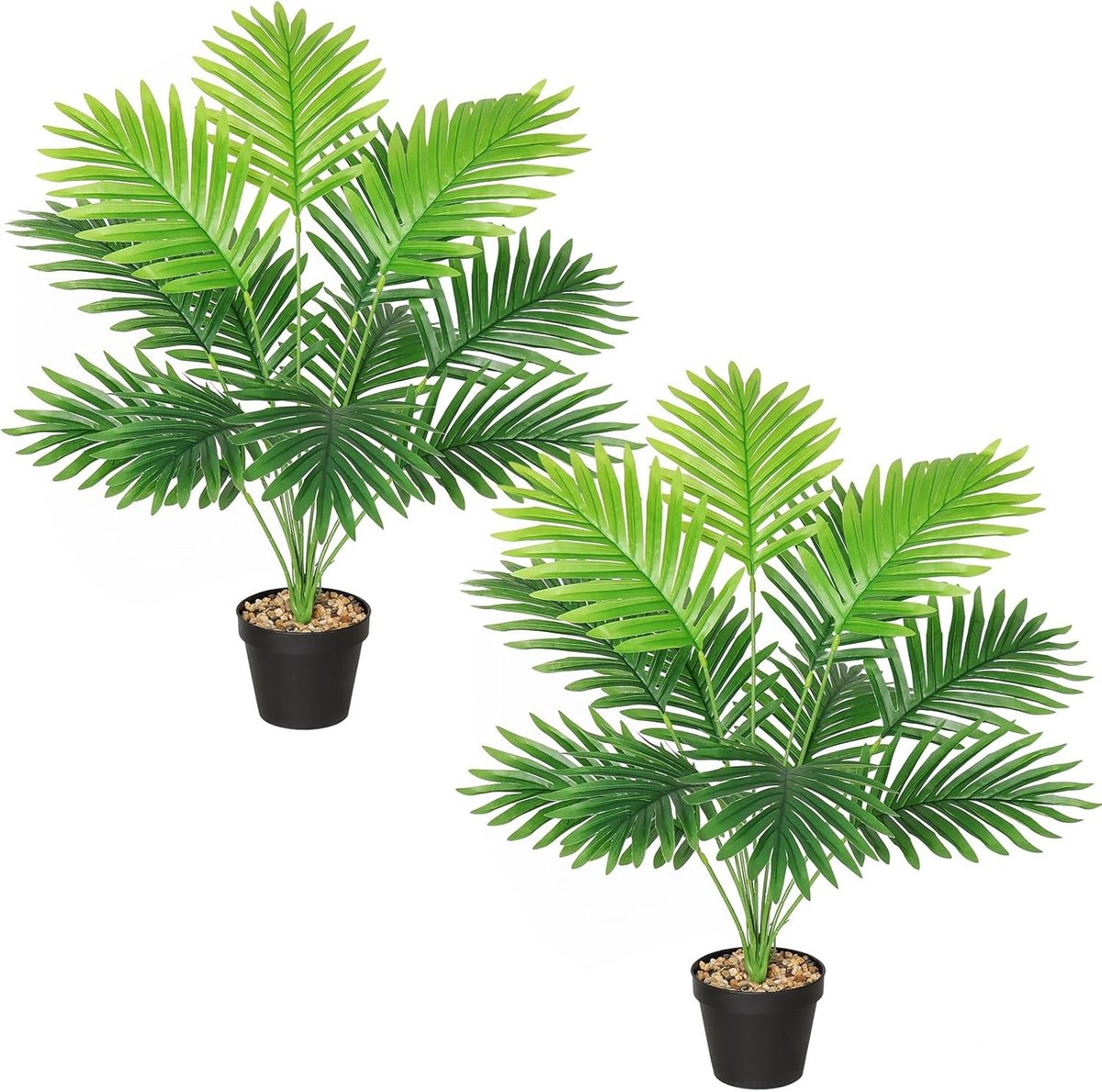 SnelShoppen - Grote Kunststof Palmboom 68 cm Hoog met 12 Takken in Pot - Realistische Tropische Plant voor Decoratie, Kantoor, Feest, Hawaii Stijl, Gr
