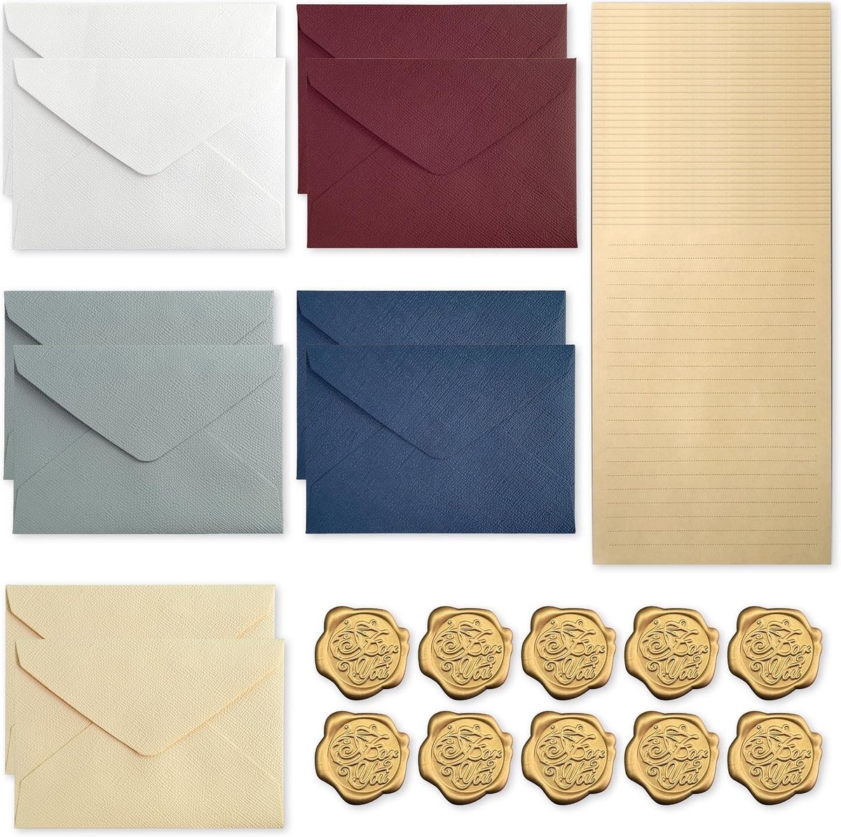 10 Sets Vintage Briefpapier met Enveloppen, 30 Vellen en Zegelstickers voor Uitnodigingen en Wenskaarten, Perfect voor Creatieve Projecten en Persoonlijke Berichten