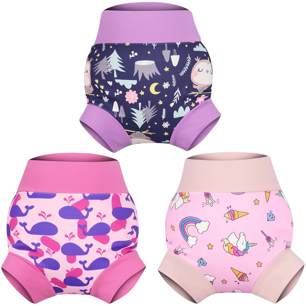 SnelShoppen - Herbruikbare Zwemluier voor Baby's, Waterdichte Zwembroek, Badpak voor Jongens en Meisjes, Roze, Maat L/4T/4 Jaar, Ideaal voor Zwemmen,