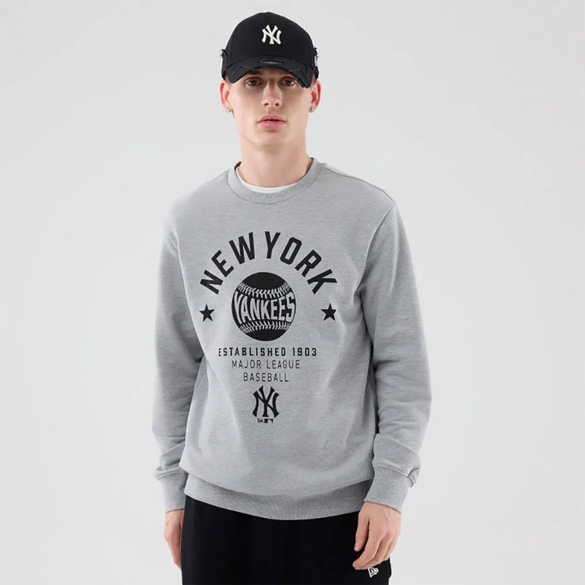 New Era Mlb Graphic Reg Crew New York Yankees Sweatshirt M Man Grijs