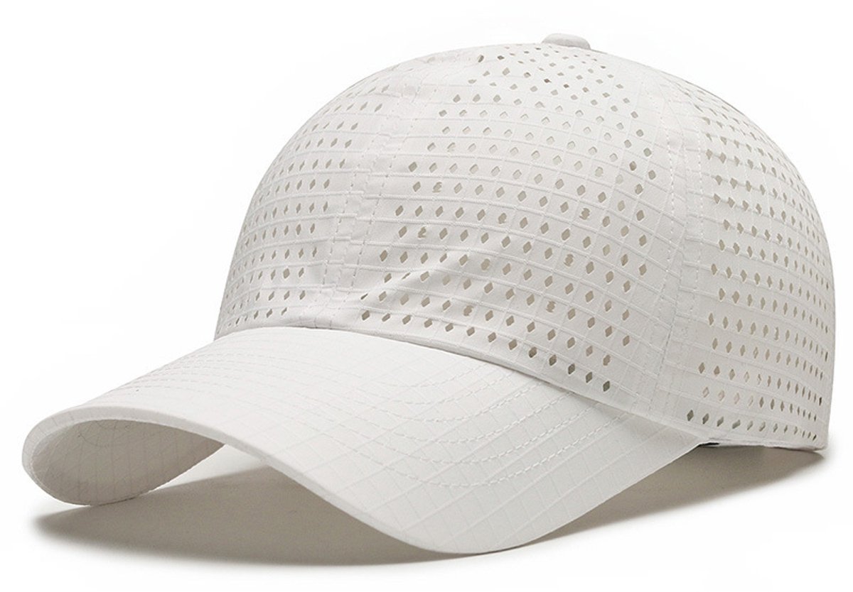 Zonnehoed - Baseballpet van mesh - Hoed - Zonbescherming - Unisex - Verstelbaar - Polyester - Geschikt voor dagelijks gebruik, sport, vissen, reizen, buitenactiviteiten en uitstapjes voor mannen en vrouwen - Wit