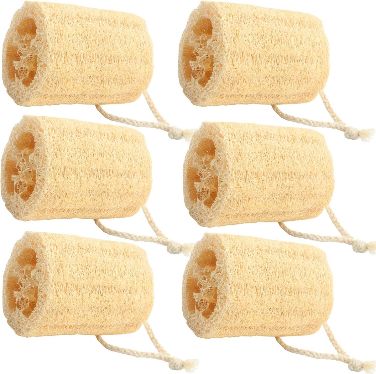 Natuurlijke Loofah Sponsen Set van 6 - Milieuvriendelijke Afwasponsen voor Keuken, Bad en DIY Projecten
