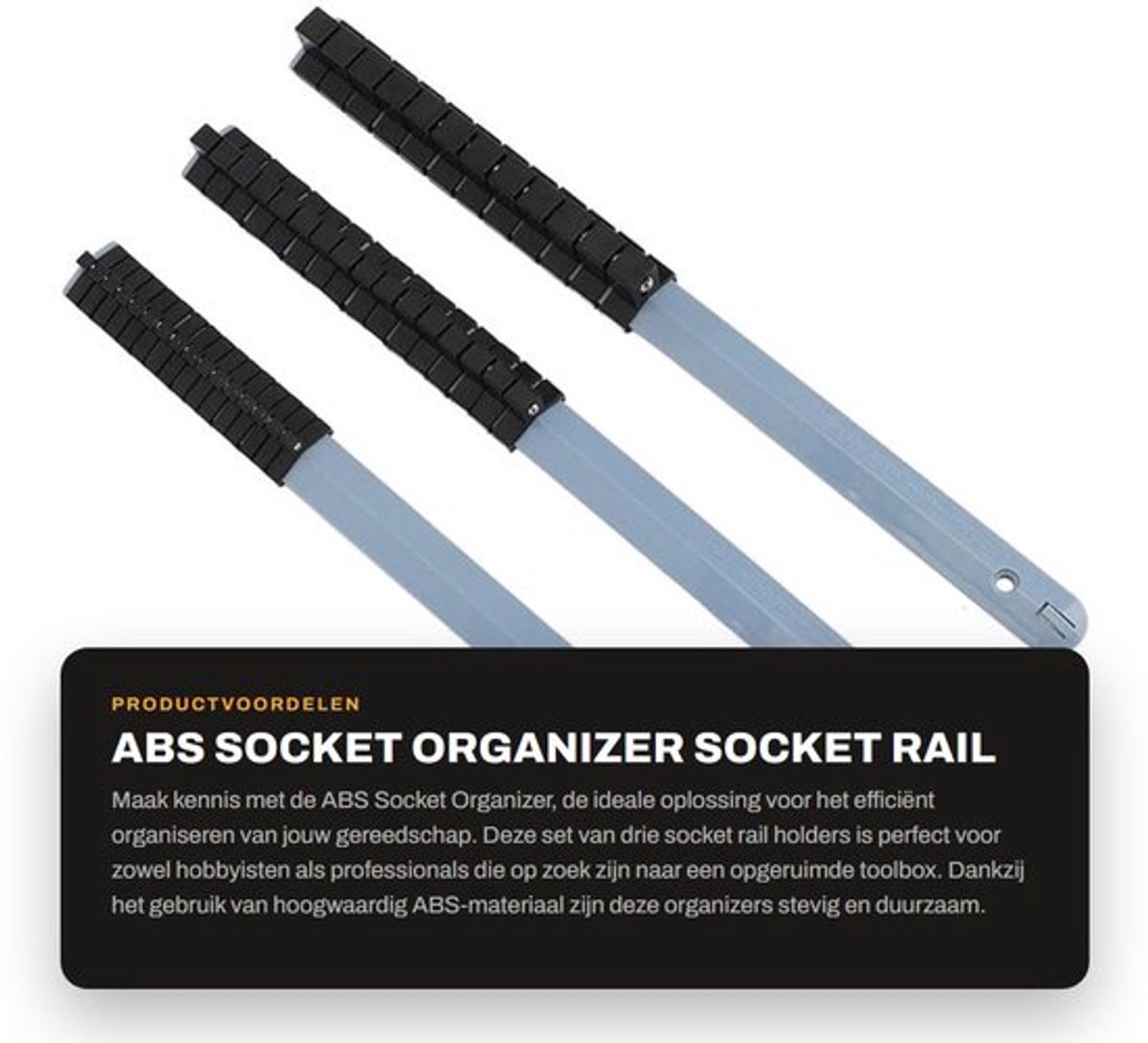 Steeksleutelhouder 3 Stuks - Socket Organizer - Gereedschap Houder - ABS Materialen - Verstelbare Clips - Eenvoudig in Gebruik - Steeksleutel Organizer