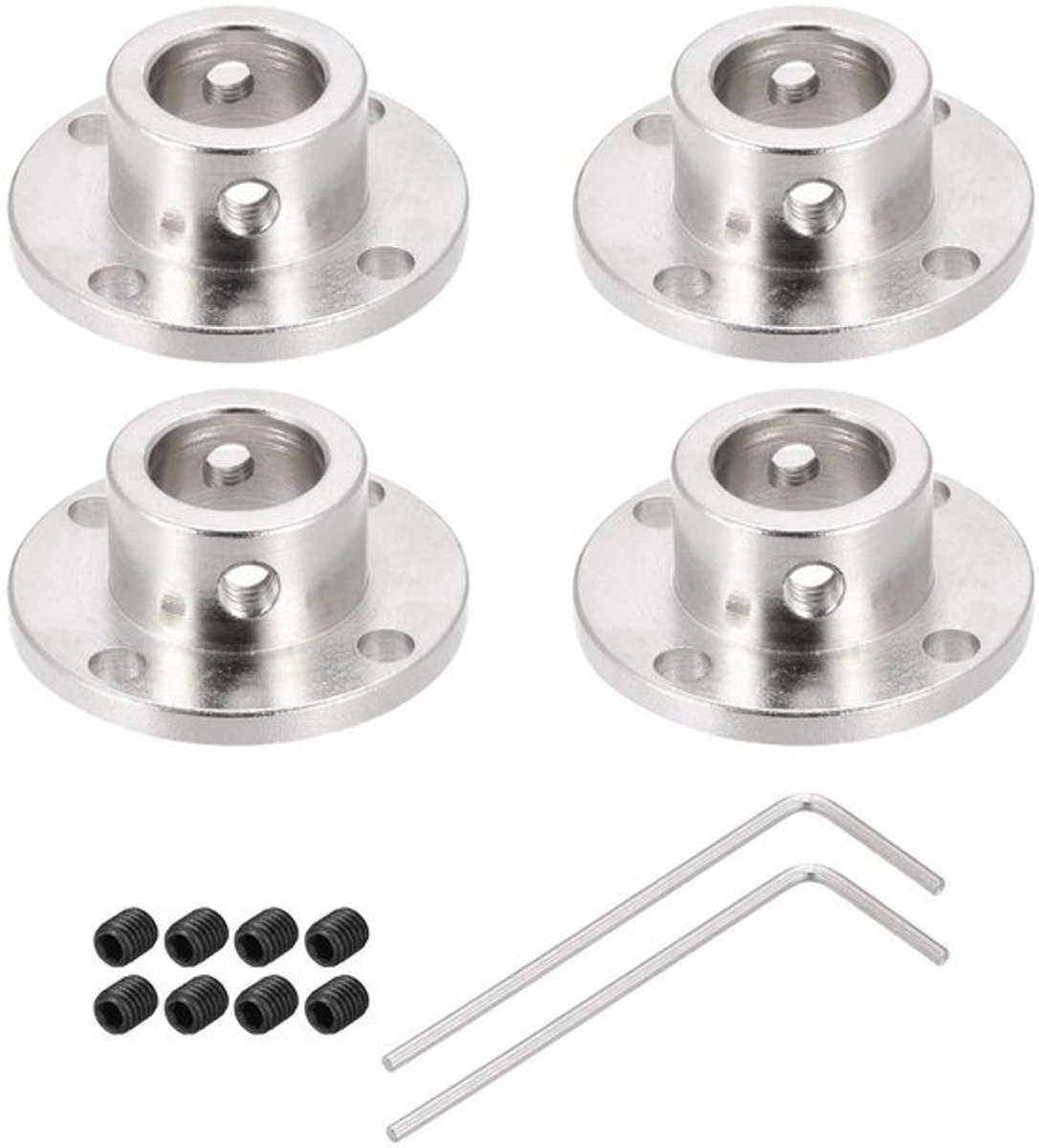 Flenskoppelingsstekker - 12 mm - 4 Stuks - Motorkoppeling - Inclusief 8 Stuks Schroef M2 - Geschikt voor Doe-Het-Zelf Stappenmotoren - Motor Koppeling