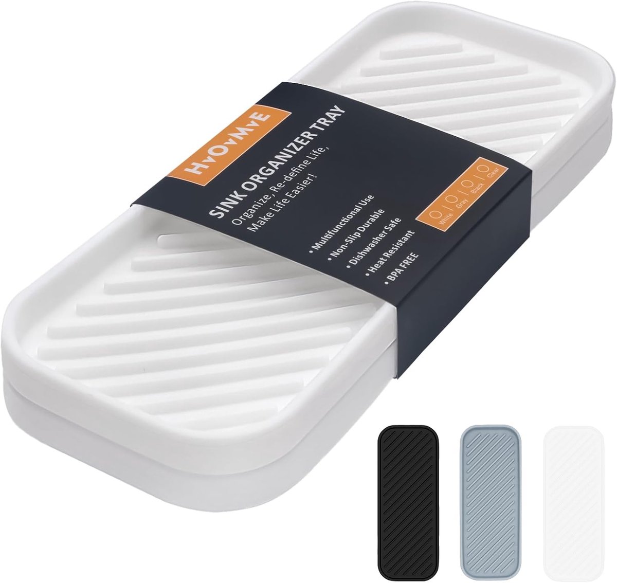 SnelShoppen - Silicone Organizer Tray, Soap en Spons Houder voor de Gootsteen, Badkamer - Afwasborstel Opslagbak, Zeepdispenser, Keuken Accessoires -