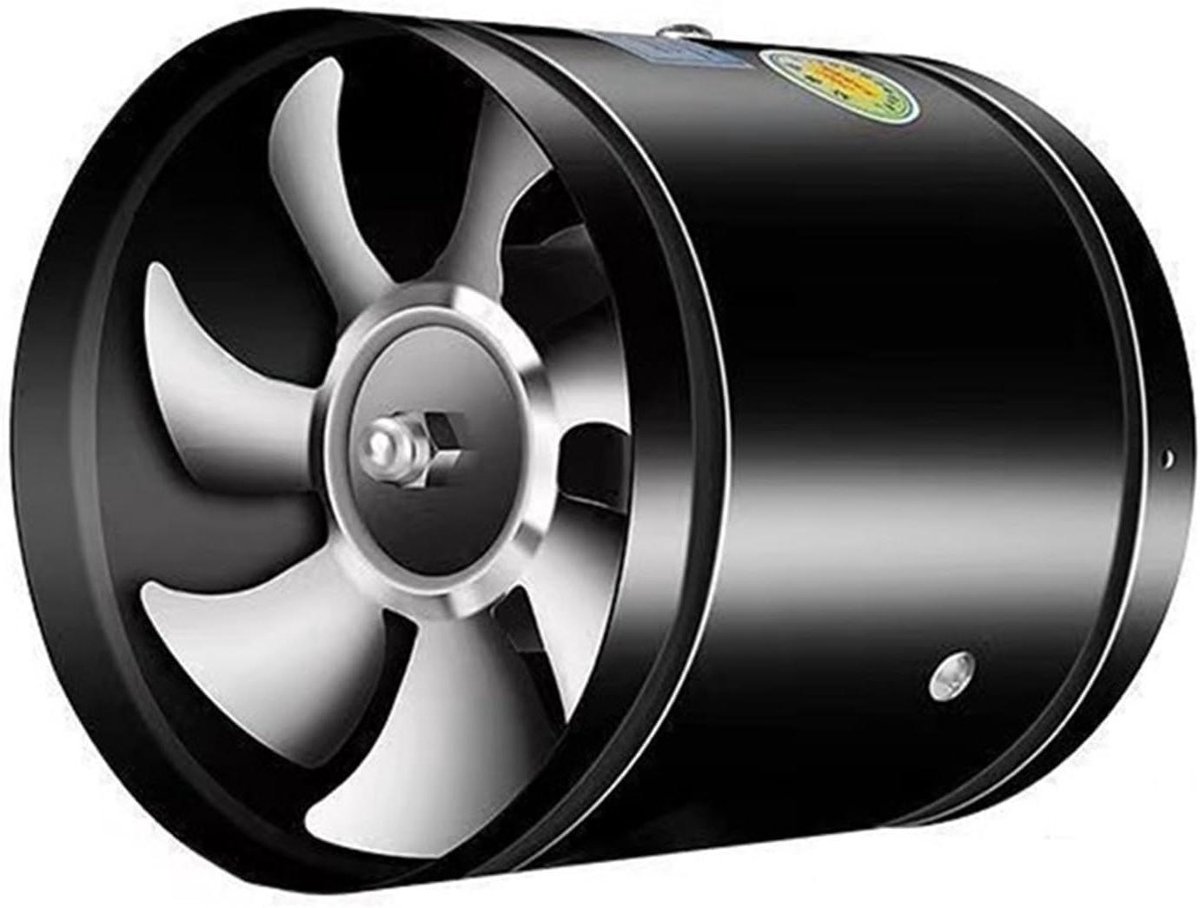 Kanaalventilator Metaal - Afzuigventilator Pijpventilator - Luchtkwaliteit Verbeteren - Zuiver Koperen Motor - 6 inch 40W - Zwart