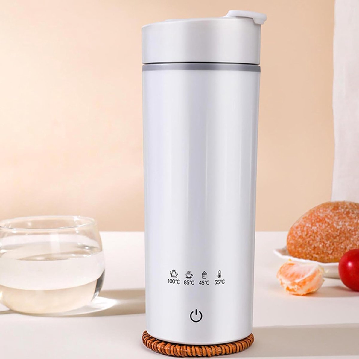 SnelShoppen - Elektrische Reis Waterkoker 475ml, 4 Temperatuurinstellingen, Draagbare RVS Waterkoker met Automatische Uitschakeling, Perfect voor Reiz