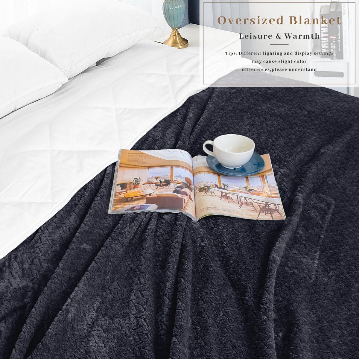 SnelShoppen - Extra Zachte Fleece Deken 220x240 cm - Flanellen Deken Oeko-TEX® Gecertificeerd, Lichtgewicht Pluche Deken in Blauw voor Bed, Bank, Kamp