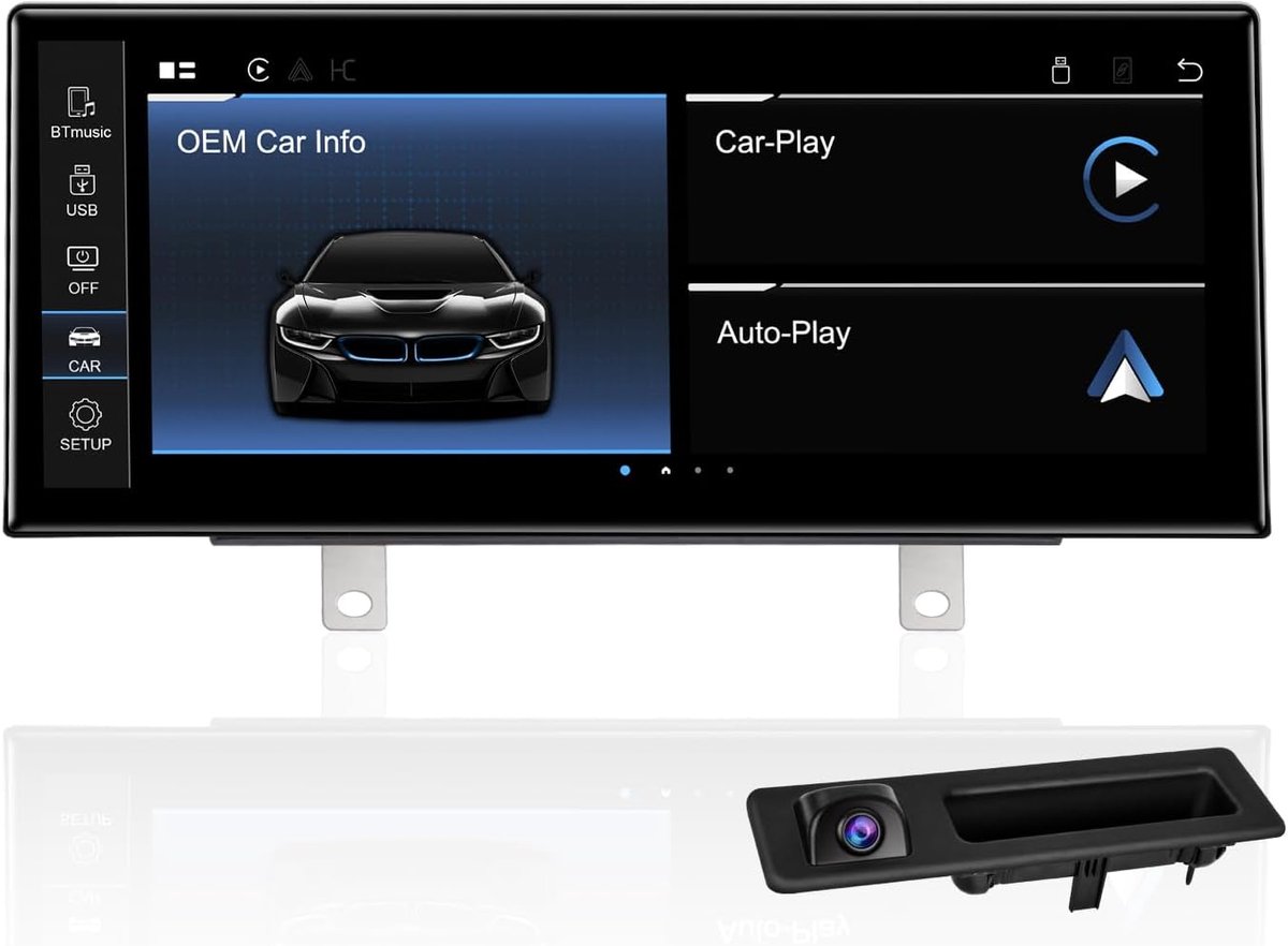 SnelShoppen - Ultra-dunne 12.3 Inch CarPlay Android Auto Scherm voor BMW 3 Serie F30 - Draadloos & Bedraad - Inclusief 720P AHD Achteruitrijcamera