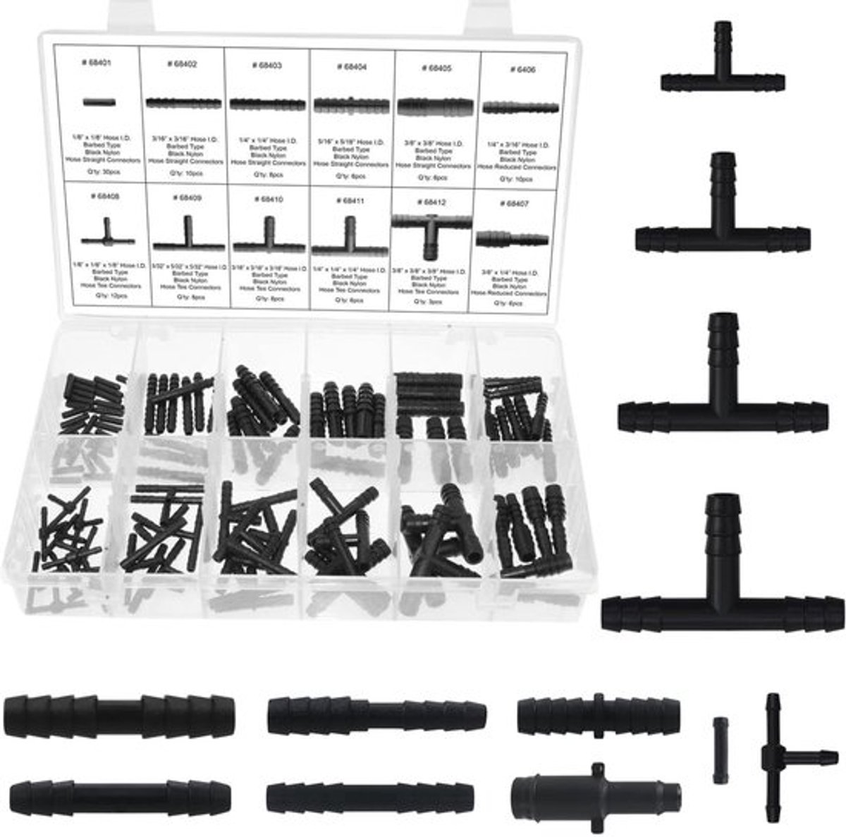 Slangverbinder Set 113 Stuks - T-verbinder 4/5/6 mm - Irrigatiesystemen - Tuinslangen - Ruitenwasinstallatieslangen - Hoogwaardig Kunststof - Slangaansluitingen
