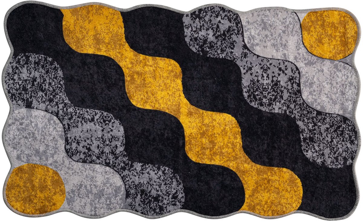 Asir - Badmat - Geel, Antraciet, Grijs - 12 x 70 x 12