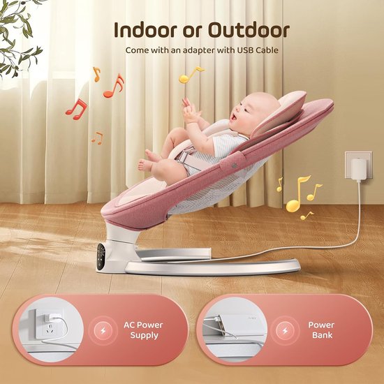 Elektrische Baby Schommel - Baby wieg - Baby Vermaken - App en Afstandsbediening - Tot 9 kg - Roze — afbeelding 5