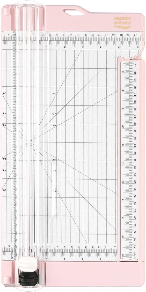 Papiersnijder met rilfunctie - Papier trimmer - Kaarten maken - Uitschuifbare liniaal - 305 x 15 cm - Roze