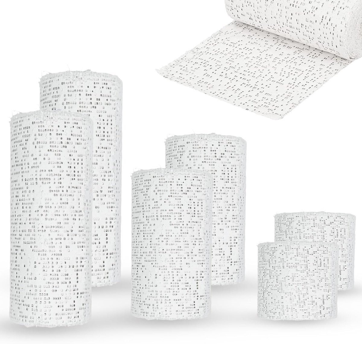 6 Rollen Baby Buik Plakband Set, Sneldrogende Gipsverbanden voor Creatief Gebruik, Gipsdoek voor Beeldhouwen en Plaktechnieken, 2 cm, 10 cm, 15 cm x 270 cm
