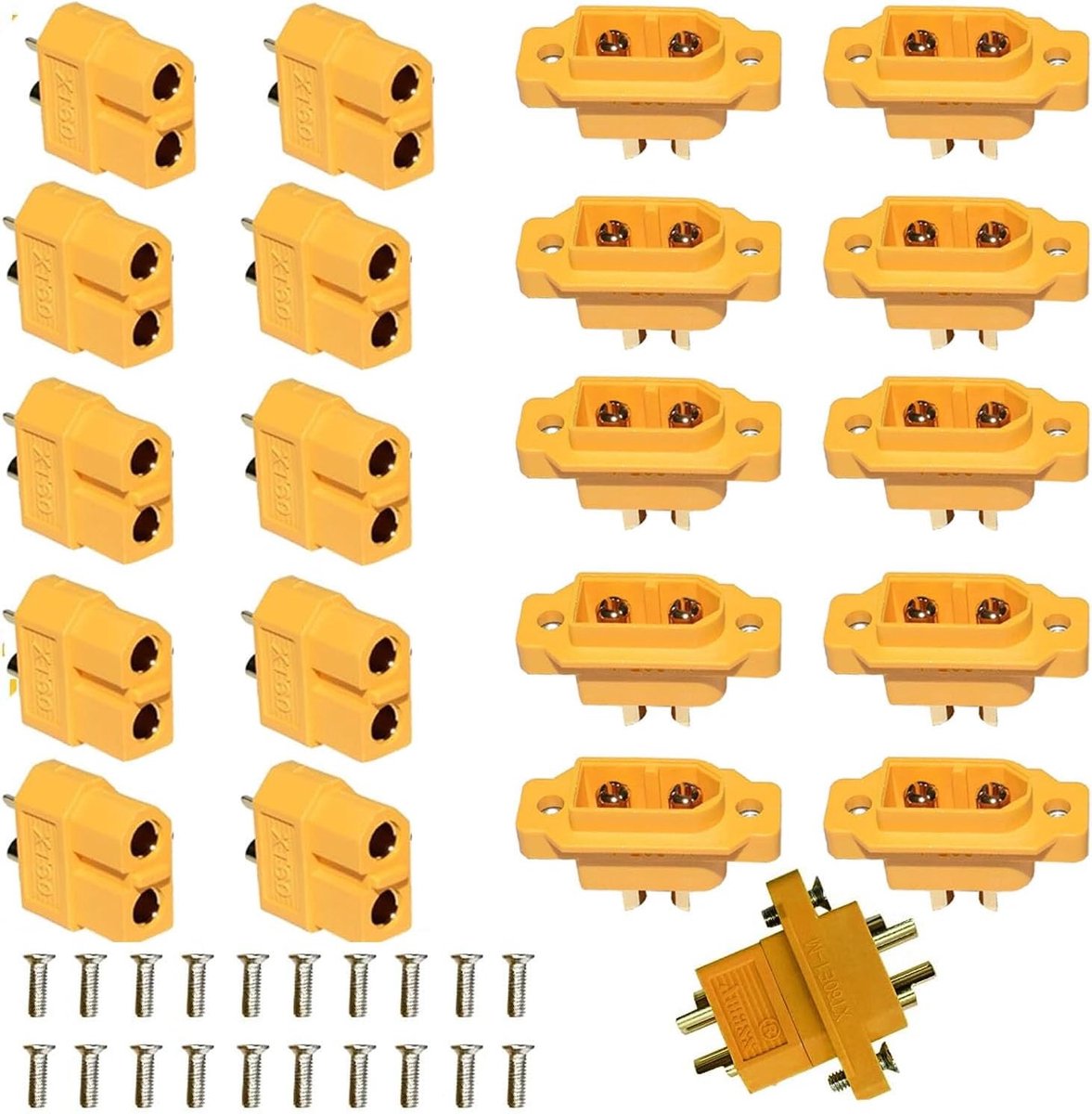 10 Pairs XT60E-M Batterijconnectoren, Geschikt voor RC Model Vliegtuigen en FPV Racing Drones