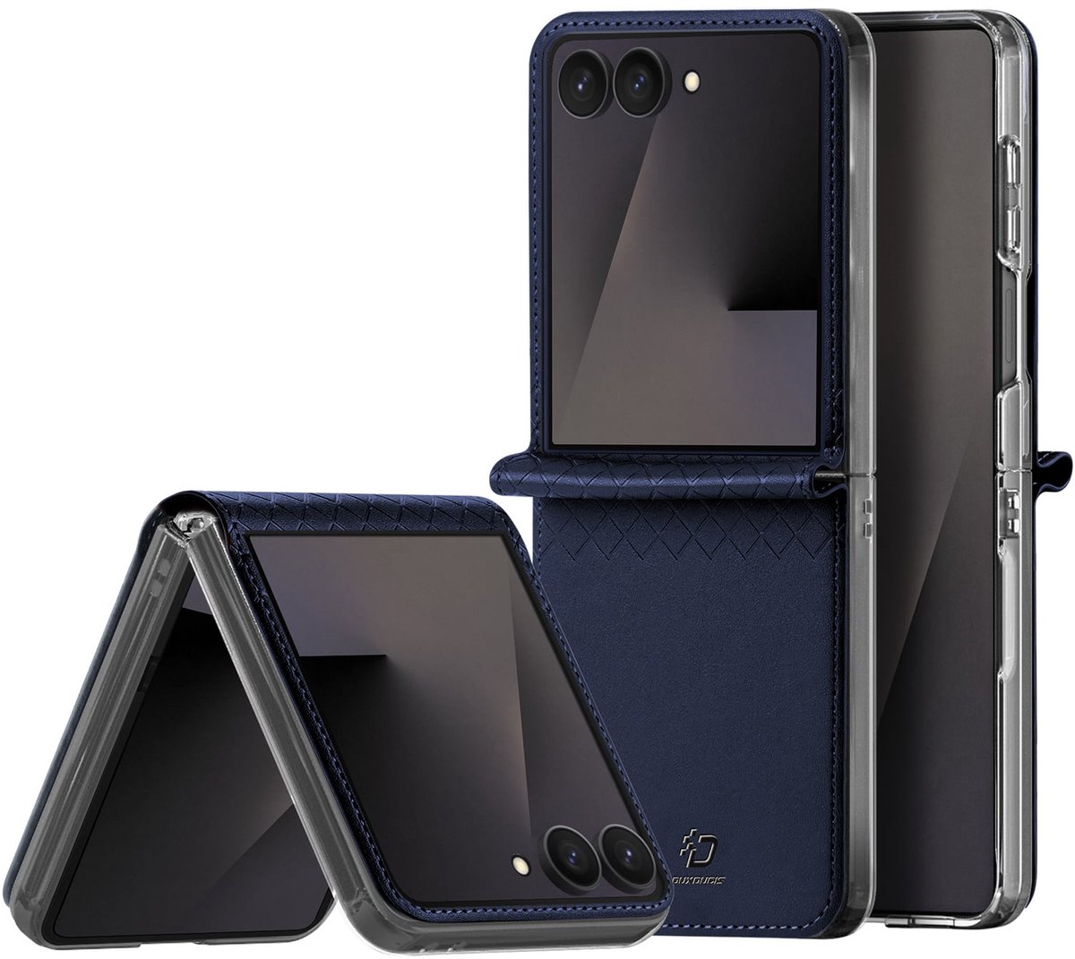 Dux Ducis Geschikt voor Samsung Galaxy Z Flip 8 Leren hoes - backcover - Donkerblauw