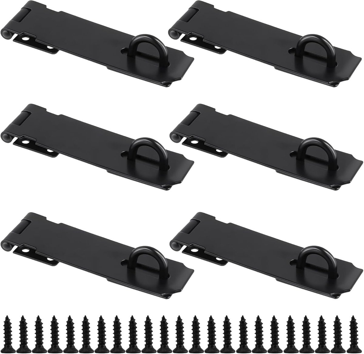 Zwarte Hangslot Beveiliging - 6 Stuks RVS Hangsloten voor Poorten, Kasten en Veiligheid