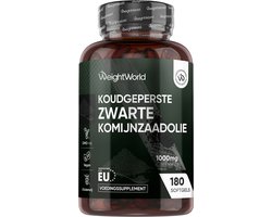 WeightWorld Black Seed Oil capsules - Koudgeperst - 180 zwarte komijnzaad olie softgels voor 6 maanden - Natuurlijke bron van omega vetzuren - Vegan