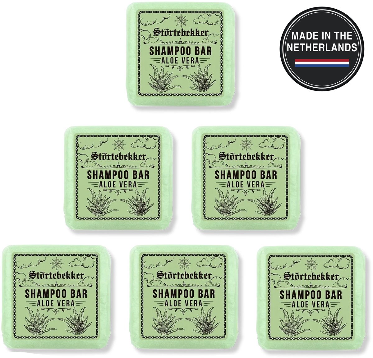 Störtebekker® Premium Shampoo Bar Aloë Vera - Vaste shampoo voor mannen en vrouwen - 3-in-1 douchezeep voor mannen voor haar, hoofdhuid en baard - Hydraterende shampoo - veganistisch, handgemaakt - 100 g Solid Shampoo Bar Aloe Vera