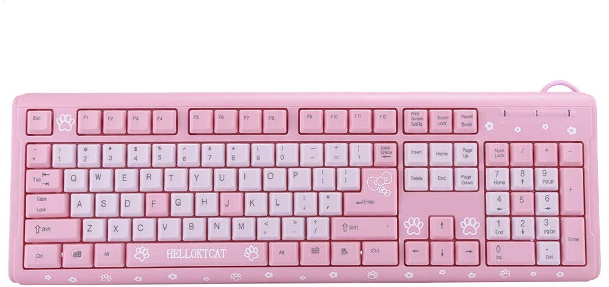 SnelShoppen - Roze Toetsenbord Ultradun USB Bedraad Toetsenbord voor Laptop en Computer - Schattig Cartoon Design voor Thuiskantoor, Gaming en Kindere
