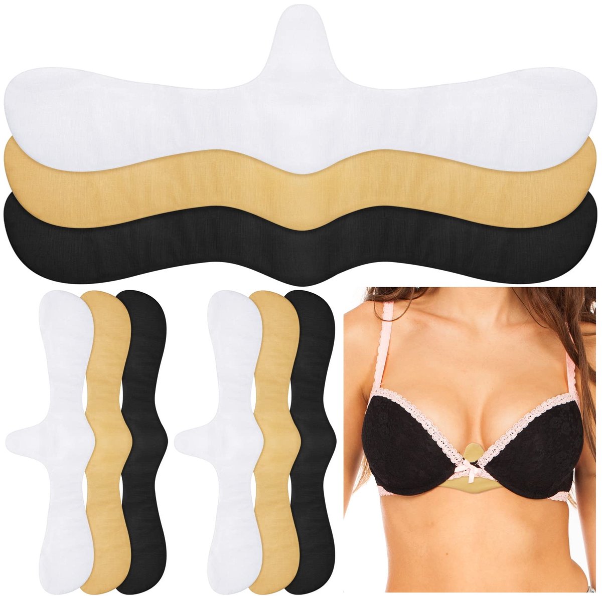 SnelShoppen - 9 pc's Katoenen BH-Liners voor Zweetuitslag, Bamboe Zweetwiners voor Onder Borsten, Zweet Absorberende Kussens voor Vrouwen en Meisjes,